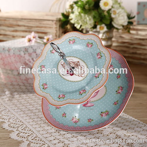 Elegant Fine Porcelain 2 Tier Plate Stand of Ice Cream